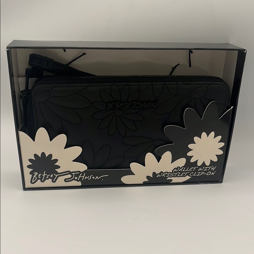 Betsey Johnson Black Wallet with Floral Design